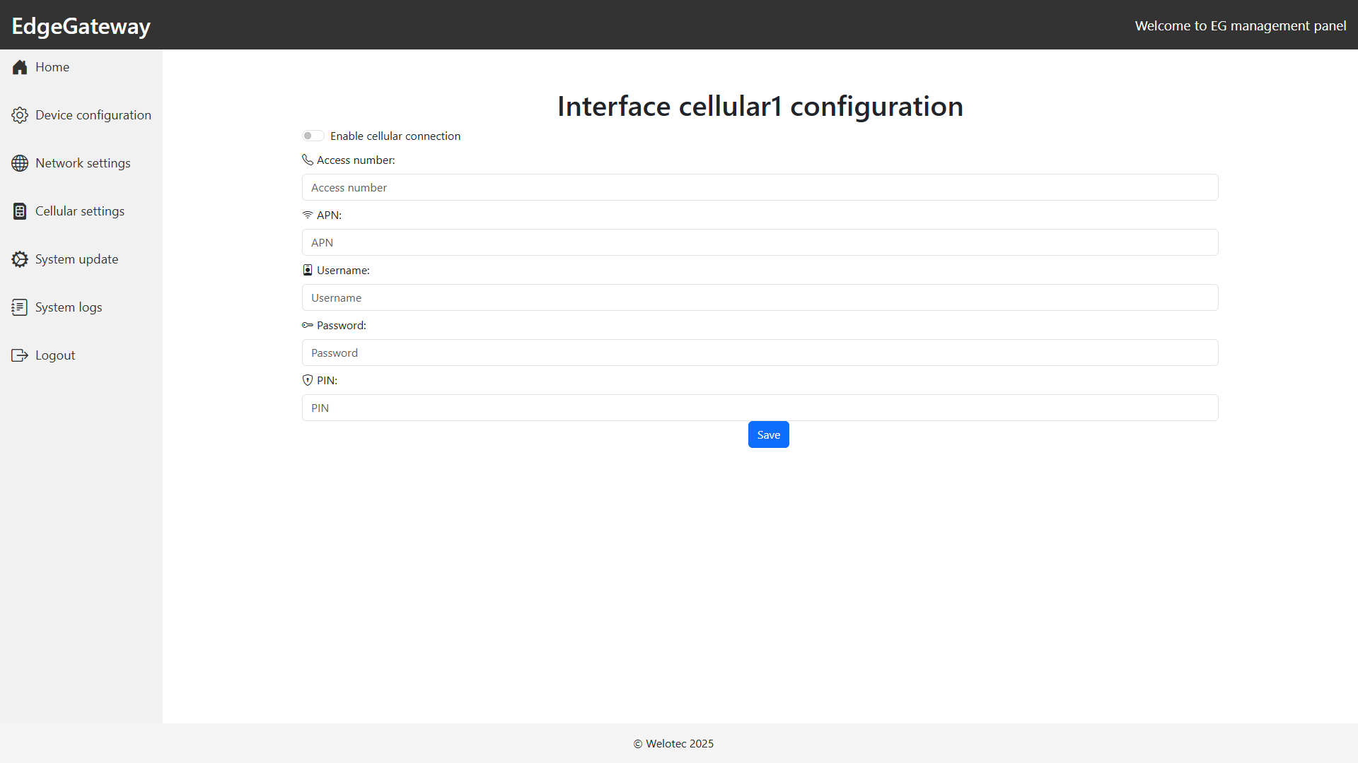 Interface Cellular Web Interface — egOS